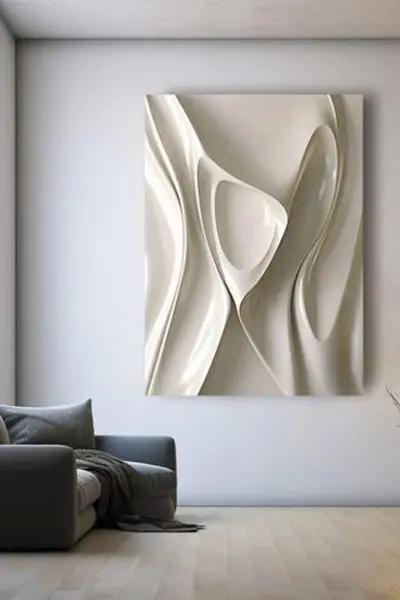 3D Bele Talasne Linije - slika na platnu