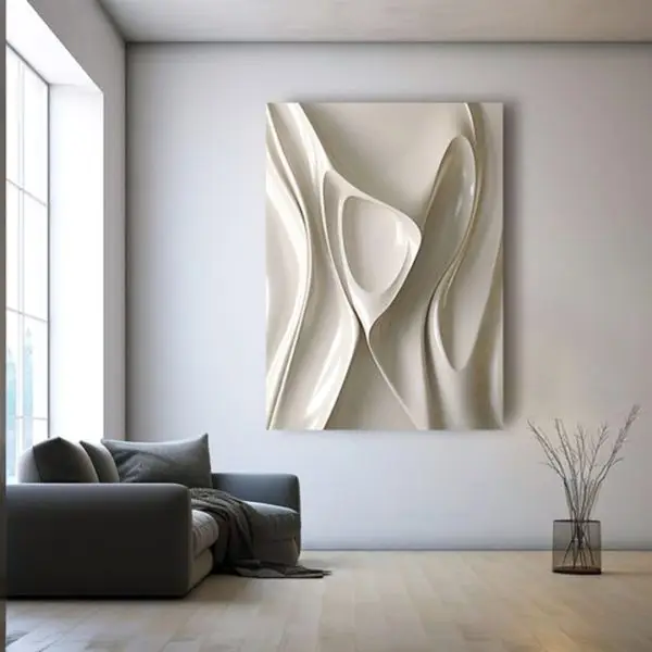 3D Bele Talasne Linije - slika na platnu
