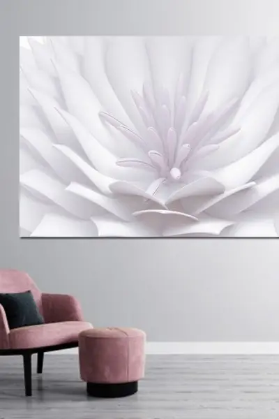 3D Beli Cvet Probuđenja - slika na platnu