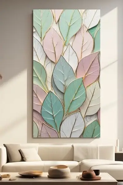 3D Pastelni Listovi - slika na platnu
