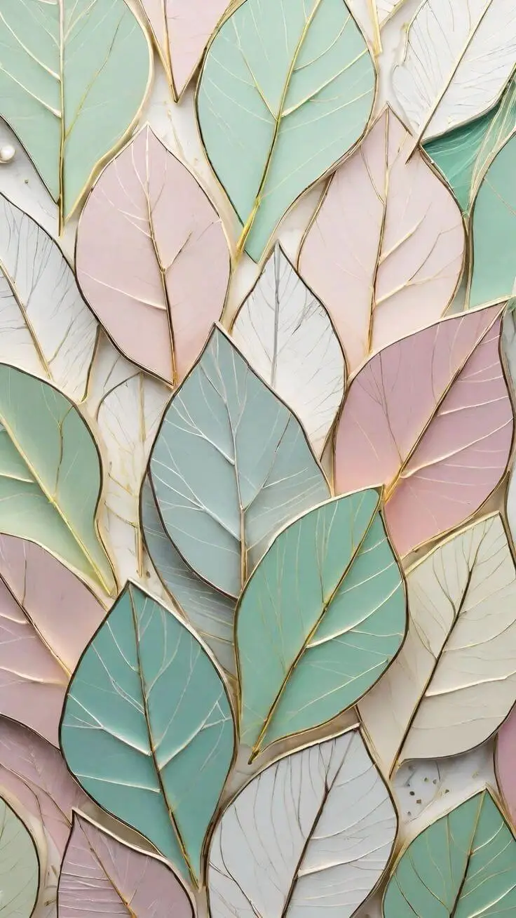 3D Pastelni Listovi – sa ramom