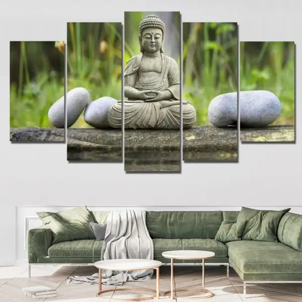 Mirna Meditacija Bude – 5 delova - slika na platnu