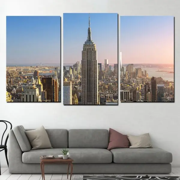 Empire State Building u Svetlu Večeri – 3 dela - slika na platnu