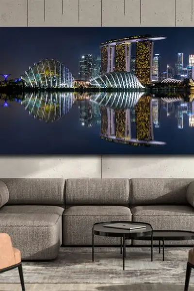 Noćna Vizija Singapura - slika na platnu