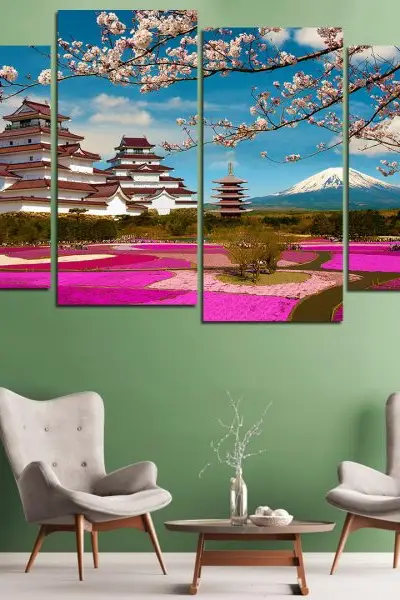 Proleće Ispod Fuji Planine – 4 dela - slika na platnu