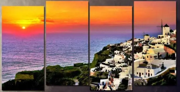 Santorini Okupan Suncem – 4 dela – sa ramom