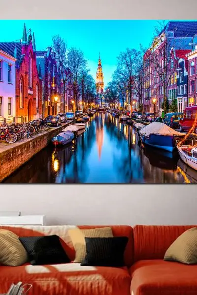 Veče Nad Kanalima Amsterdama - slika na platnu