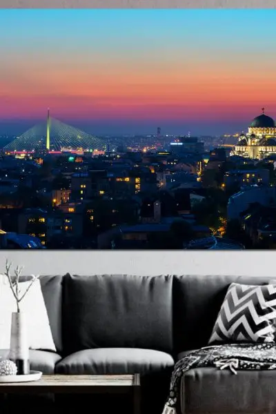 Zalazak Sunca u Beogradu - slika na platnu
