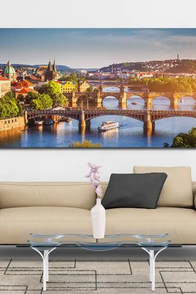 Zlatna Vltava i Mostovi - slika na platnu