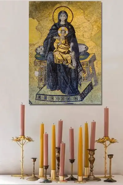 Bogorodica sa Hristom na Prestolu - slika na platnu
