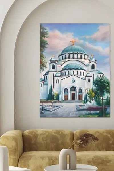 Hram Svetog Save u Jutarnjoj Svetlosti - slika na platnu