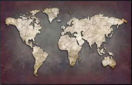 Elegantna Reljefna Mapa sveta – sa ramom