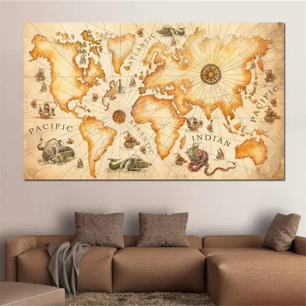 Mapa Zmajeva i Mora - slika na platnu