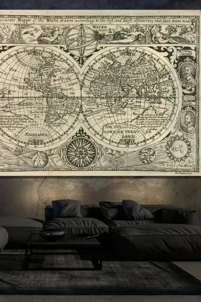 Monohromatska Mapa Otkrića - slika na platnu