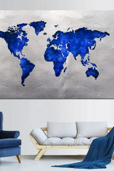 Plava Geografska Elegancija - slika na platnu