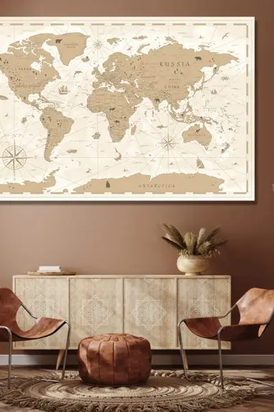 Sepia Mapa sveta - slika na platnu