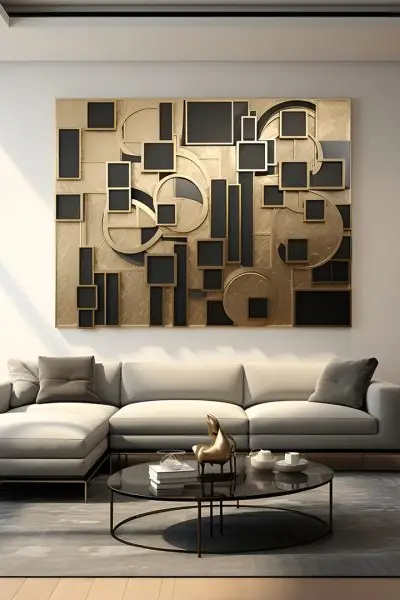 3D Zlatna Geometrija - slika na platnu