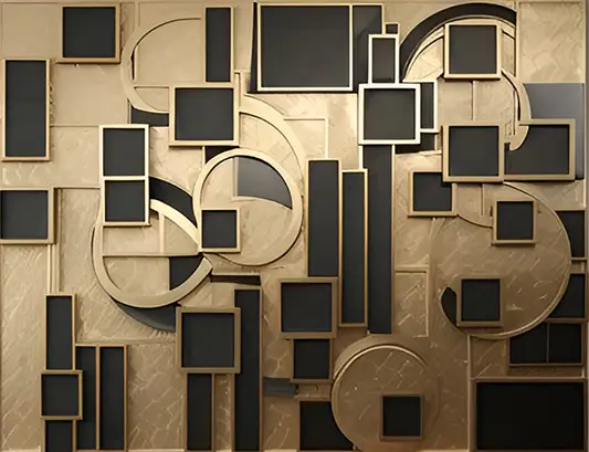 3D Zlatna Geometrija – sa ramom