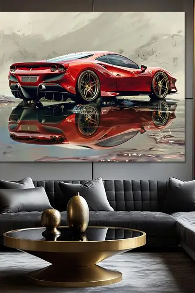 Crveni Ferrari u Odrazu - slika na platnu