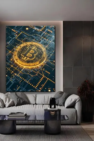 Digitalni Bitcoin – Zlatna Mreža - slika na platnu