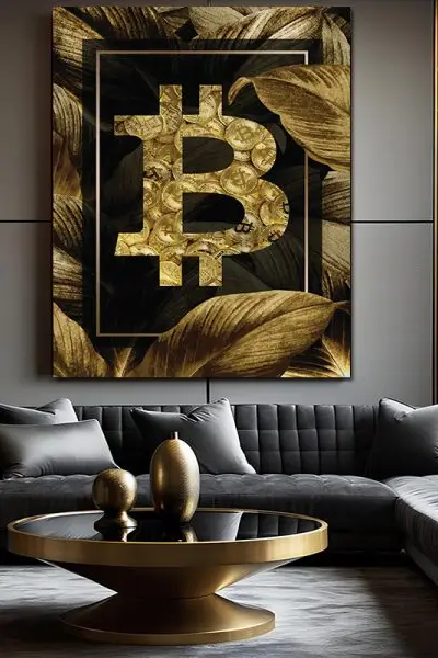 Zlatni Bitcoin – Simbol Moći - slika na platnu
