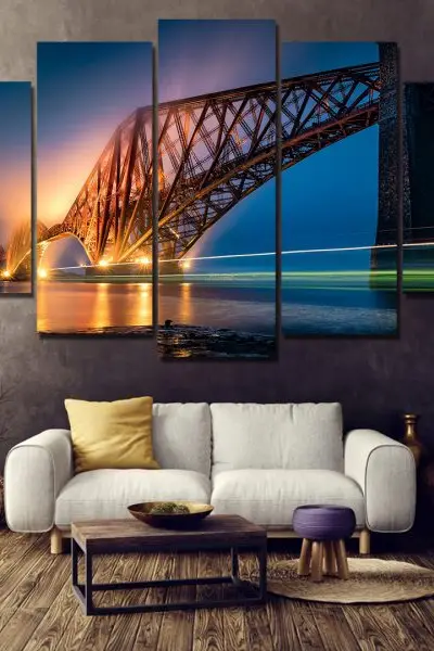Forth Bridge Škotska Noću – 5 delova - slika na platnu