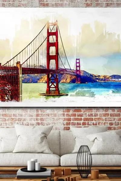 Golden Gate – Akvarel San Franciska - slika na platnu