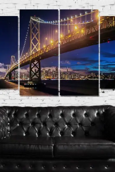 San Francisco Bay Bridge Zlatne Noći – 4 dela - slika na platnu