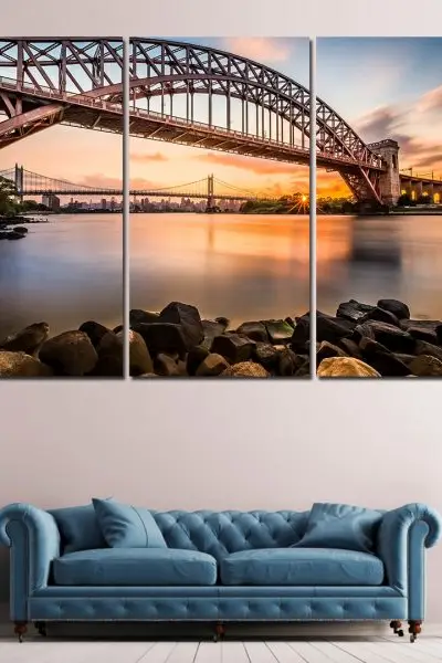 Sidney Harbour Bridge u Zalasku – 3 dela - slika na platnu