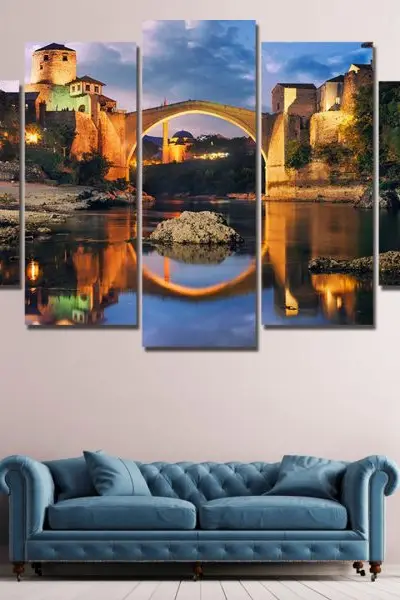 Stari Most u Mostaru – 5 delova - slika na platnu