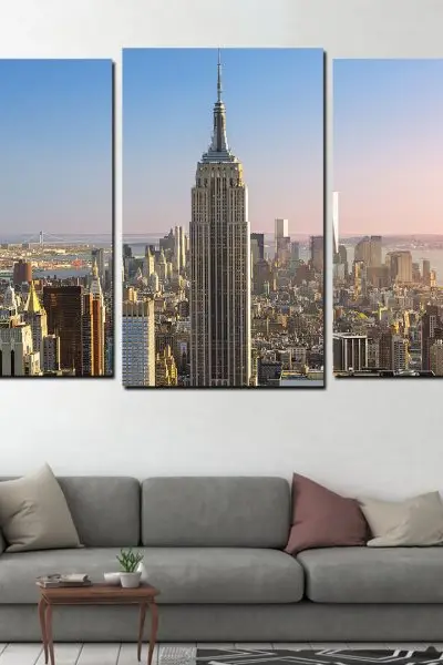 Empire State Building u Svetlu Večeri – 3 dela - slika na platnu