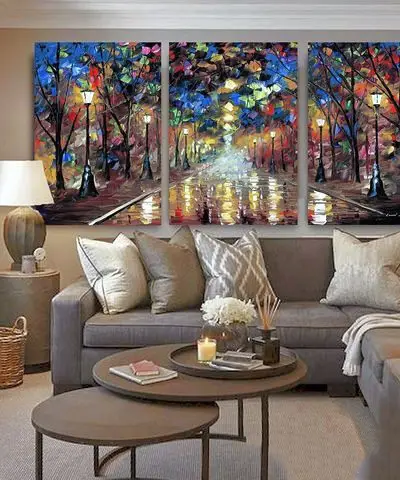 Leonid Afremov – Romantic Night 3 dela - slika na platnu