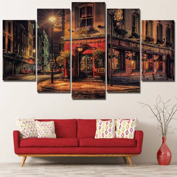 Londonski Pub – 5 delova - slika na platnu