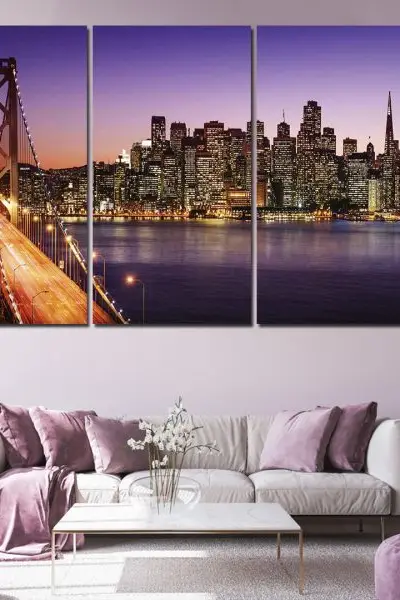 Veče na Mostu San Franciska – 3 dela - slika na platnu