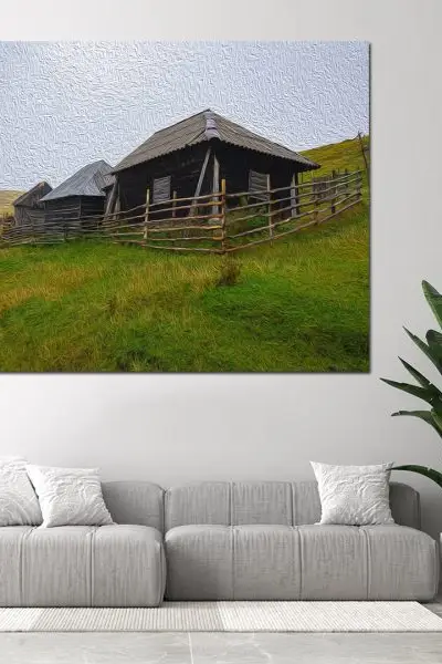 Brvnara na katunu - slika na platnu