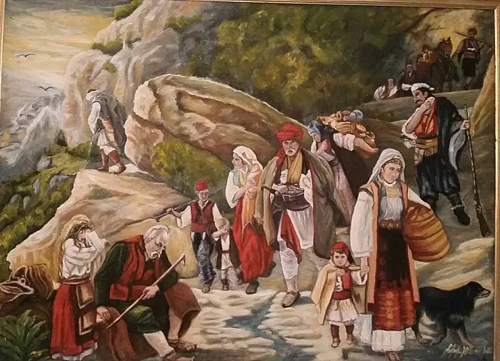 Uroš Predić – Hercegovački begunci – sa ramom