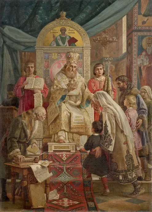 Uros Predić – Sveti Sava blagosilja srpčad – sa ramom
