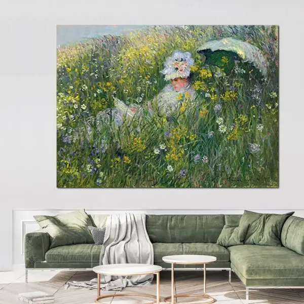 Claude Monet – Camille Monet with a Child in the Meadow at Argenteuil - slika na platnu