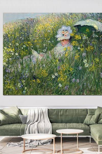 Claude Monet – Camille Monet with a Child in the Meadow at Argenteuil - slika na platnu