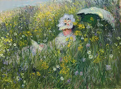 Claude Monet – Camille Monet with a Child in the Meadow at Argenteuil – sa ramom