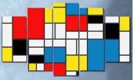 Geometrija boja – Inspirisano Mondrijanom 5 delova – sa ramom