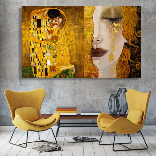 Gustav Klimt – Golden tears and The kiss - slika na platnu