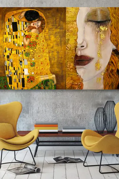 Gustav Klimt – Golden tears and The kiss - slika na platnu