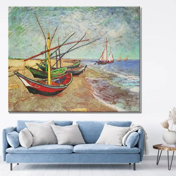 Van Gogh – Čamci na plaži u Saintes-Maries-de-la-Mer - slika na platnu