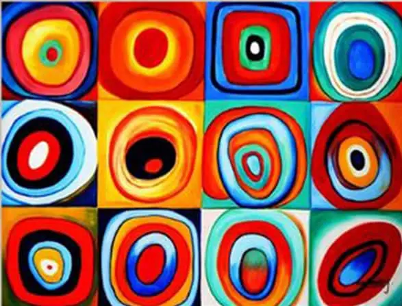 Vasilij Kandinski – Skica boja: Kvadrati sa koncentričnim krugovima – sa ramom